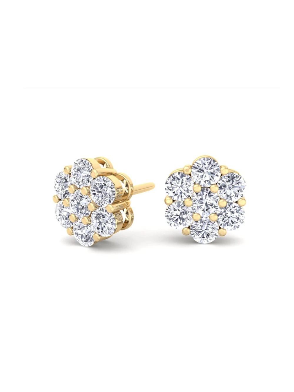 Round Diamond Cluster Earrings